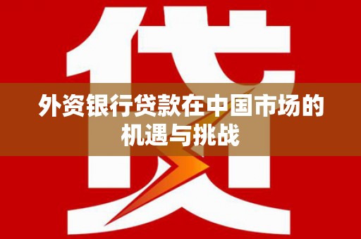 大溪外资银行贷款在中国市场的机遇与挑战