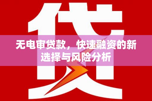 滴道无电审贷款，快速融资的新选择与风险分析