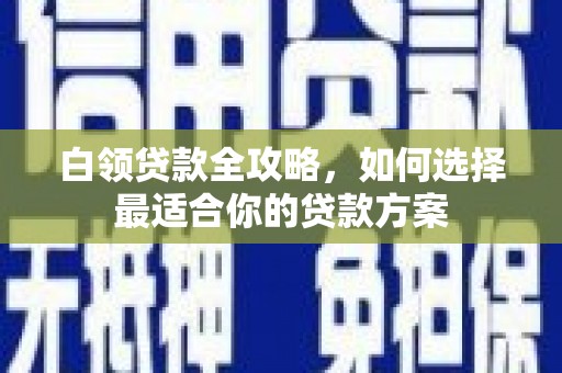 双牌白领贷款全攻略，如何选择最适合你的贷款方案