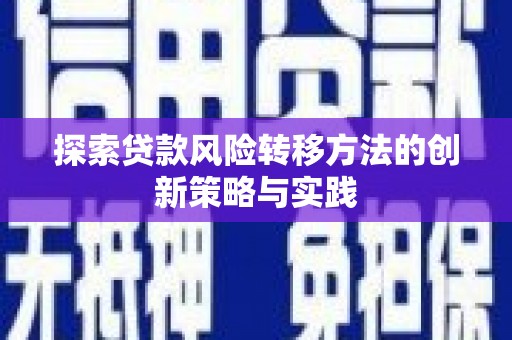 措勤探索贷款风险转移方法的创新策略与实践